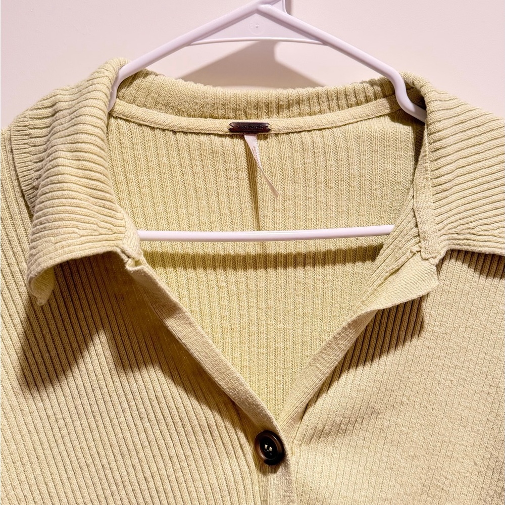 Free People Cropped Ribbed Button-up - Picture 2 of 4